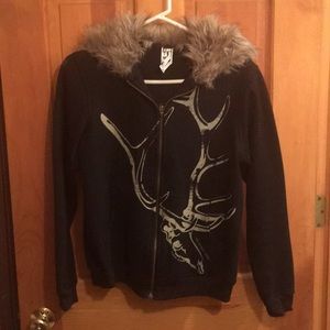 Cardboard Robot faux fur hoodie